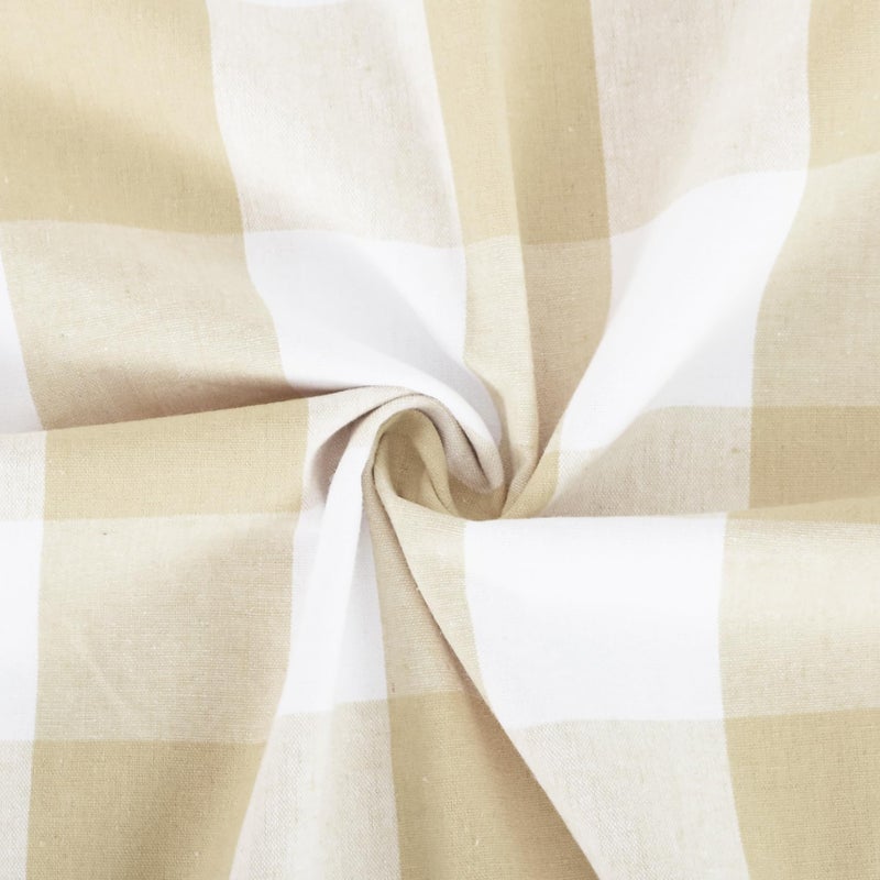 NATUS WEAVER Buffalo Check Curtains 84 inch Length Kitchen Living Room Bedroom Beige White Gingham Plaid Window Basement Drapes 2 Panels Rod Pocket Window Treatment Set beige check under sunlight may show yellow - Image 4